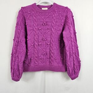 Demylee New York Wool Blend Bobble Sweater in Purple